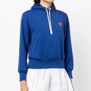 Comme Des Garcons PLAY heart patch drawstring Blue Hoodie womens M